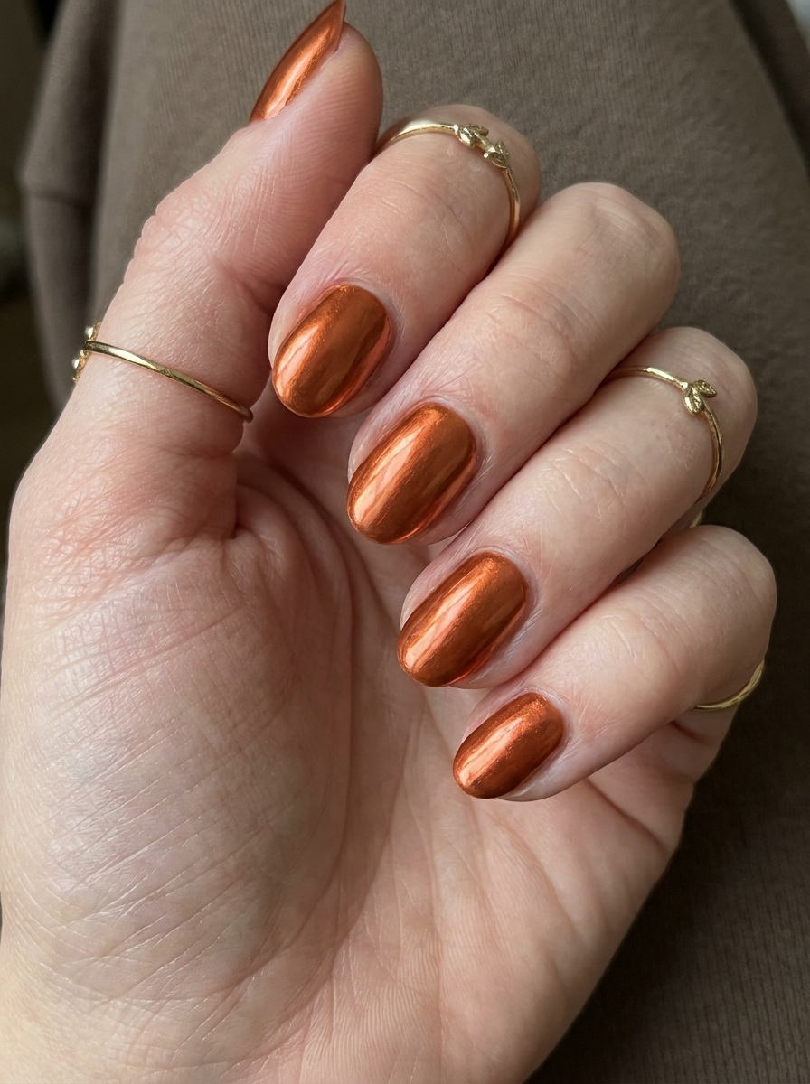 Orange Chrome Halloween Nails als Halloween Nägel Inspiration 2026